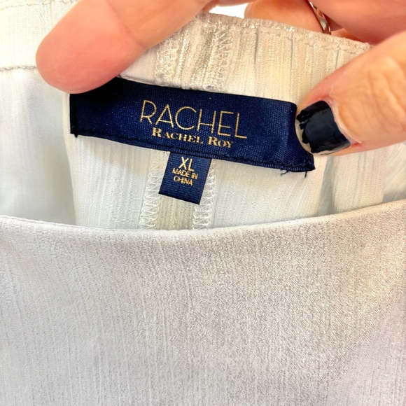 RACHEL Rachel Roy Silver Semi Sheer Lined Halter Cropped Y2K Mobwife. XL - Picture 2 of 9